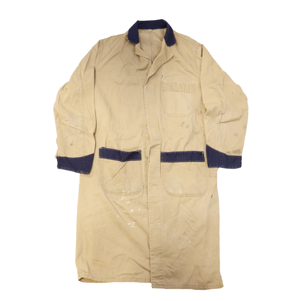 Vintage 50s Union Made Contrast Collar Chore Shop Coat Size 40